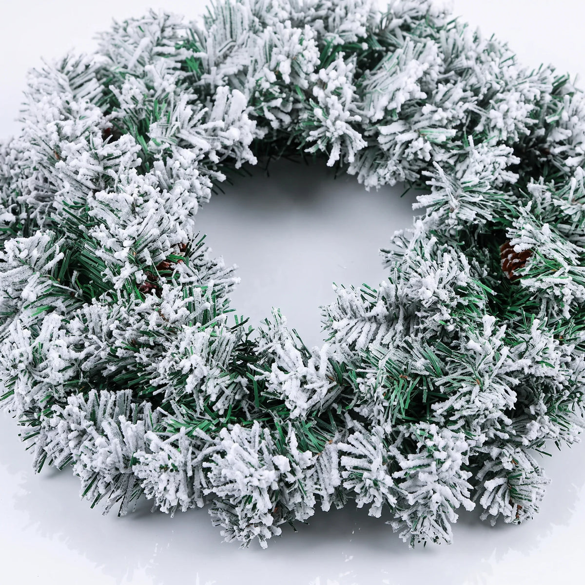 Christmas Wreath with Artificial Pine Needles and Flocked Snow Effect for Front Door - Image 2