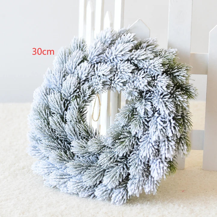 Christmas Wreath with Artificial Pine Needles and Flocked Snow Effect for Front Door - Image 6