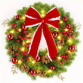 Christmas Wreath with Red Velvet Bow Pinecones and Berries for Door or Wall Hanging - Image 8