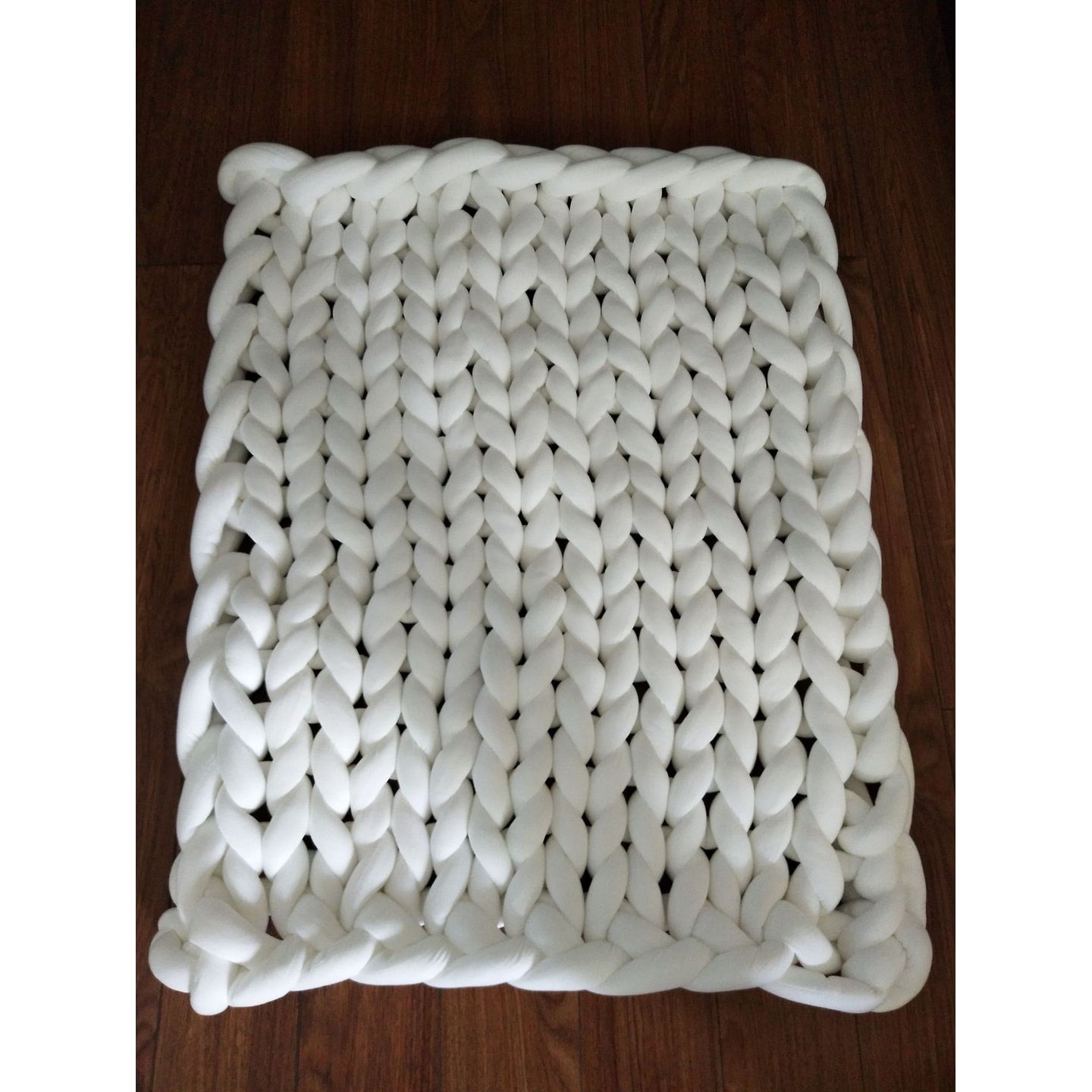 Chunky Knit Blanket with Bulky Yarn Hand-Woven Cable Throw with Soft Weighted Fill - Image 1