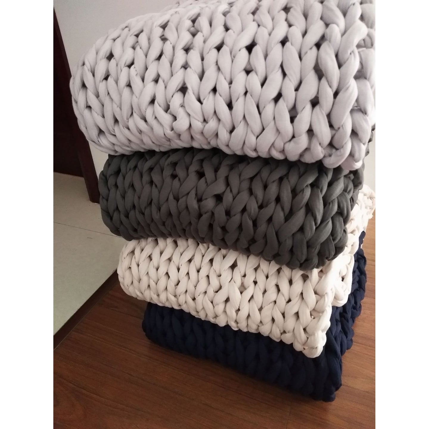 Chunky Knit Blanket with Bulky Yarn Hand-Woven Cable Throw with Soft Weighted Fill - Image 10