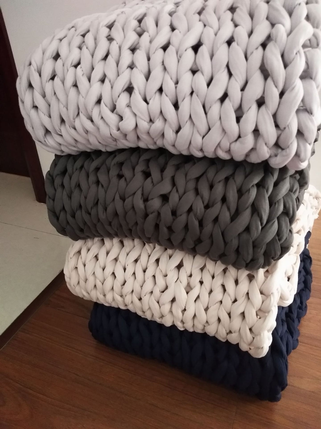 Chunky Knit Blanket with Bulky Yarn Hand-Woven Cable Throw with Soft Weighted Fill - Image 10