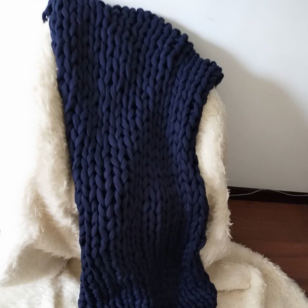 Chunky Knit Blanket with Bulky Yarn Hand-Woven Cable Throw with Soft Weighted Fill - Image 11