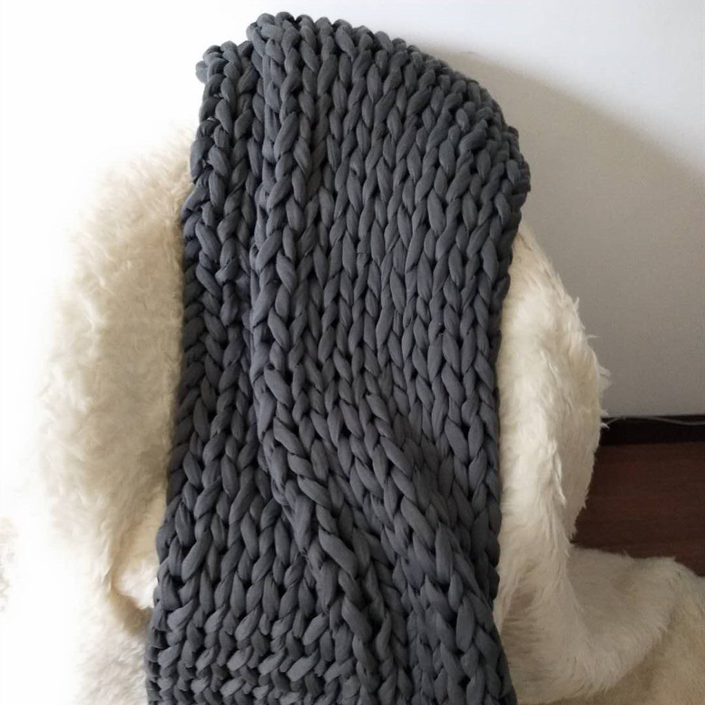 Chunky Knit Blanket with Bulky Yarn Hand-Woven Cable Throw with Soft Weighted Fill - Image 13