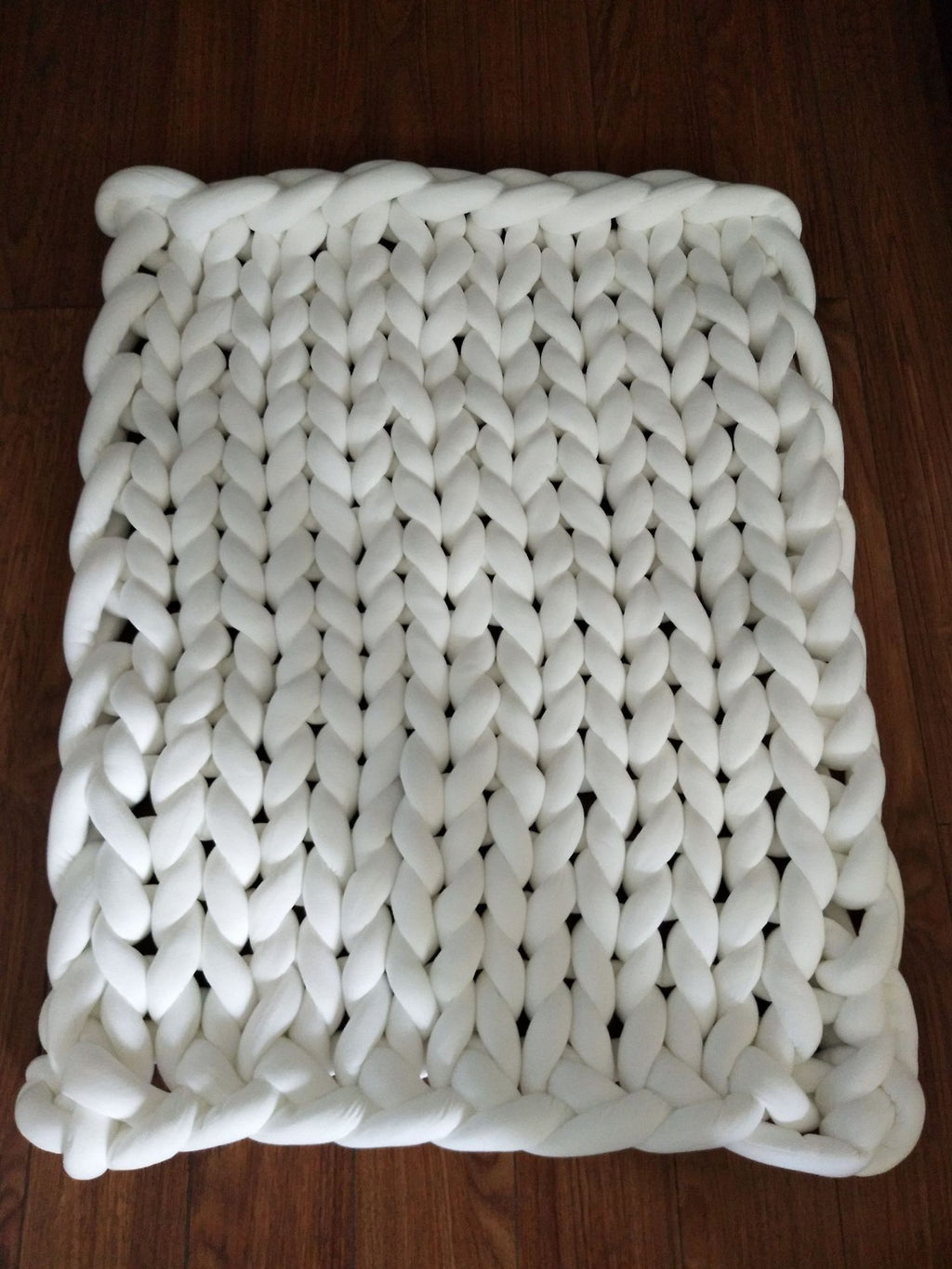 Chunky Knit Blanket with Bulky Yarn Hand-Woven Cable Throw with Soft Weighted Fill - Image 1