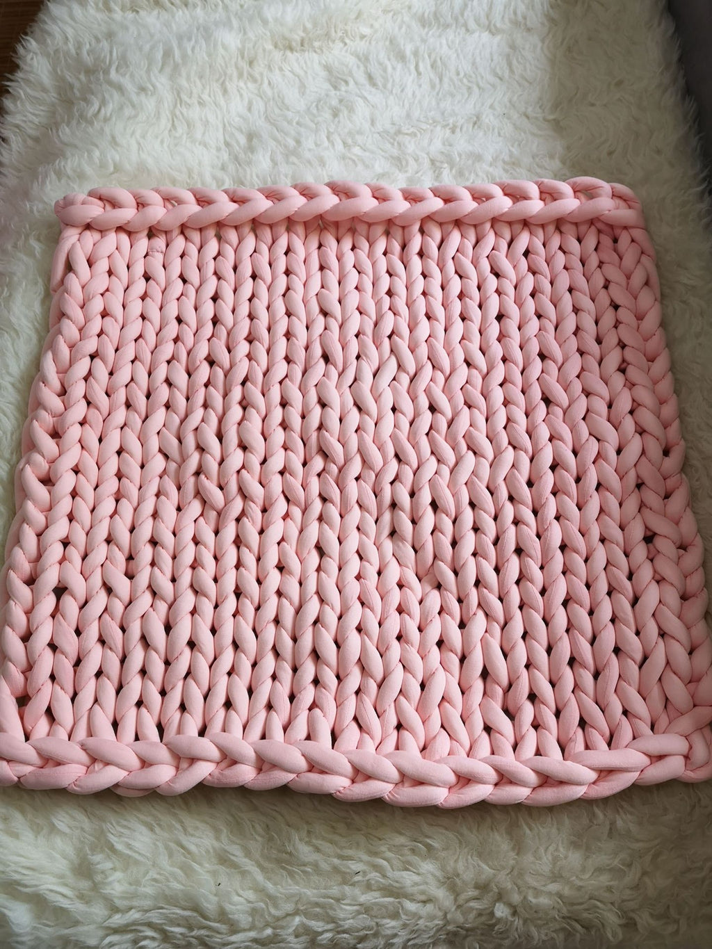 Chunky Knit Blanket with Bulky Yarn Hand-Woven Cable Throw with Soft Weighted Fill - Image 4