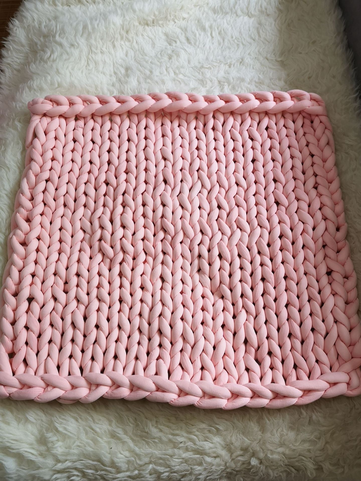 Chunky Knit Blanket with Bulky Yarn Hand-Woven Cable Throw with Soft Weighted Fill - Image 4