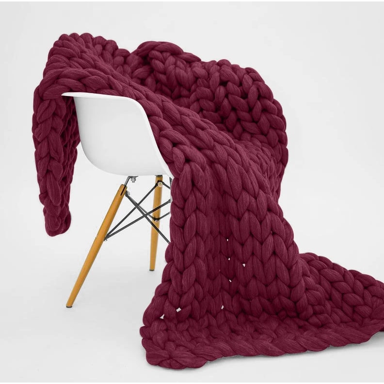 Chunky Knit Blanket with Bulky Yarn Hand-Woven Cable Throw with Soft Weighted Fill - Image 6