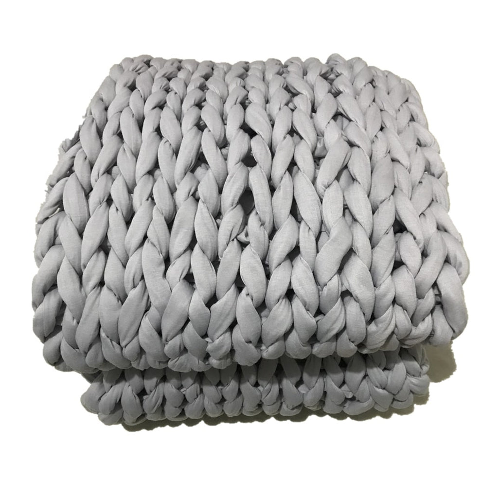 Chunky Knit Blanket with Bulky Yarn Hand-Woven Cable Throw with Soft Weighted Fill - Image 7