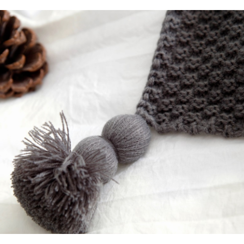 Chunky Knit Throw Blanket with Pom-Pom Tassels and Waffle Texture for Sofa Electric - Image 3
