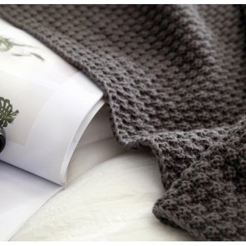 Chunky Knit Throw Blanket with Pom-Pom Tassels and Waffle Texture for Sofa Electric - Image 4