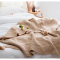 Chunky Knit Throw Blanket with Pom-Pom Tassels and Waffle Texture for Sofa Electric - Image 5