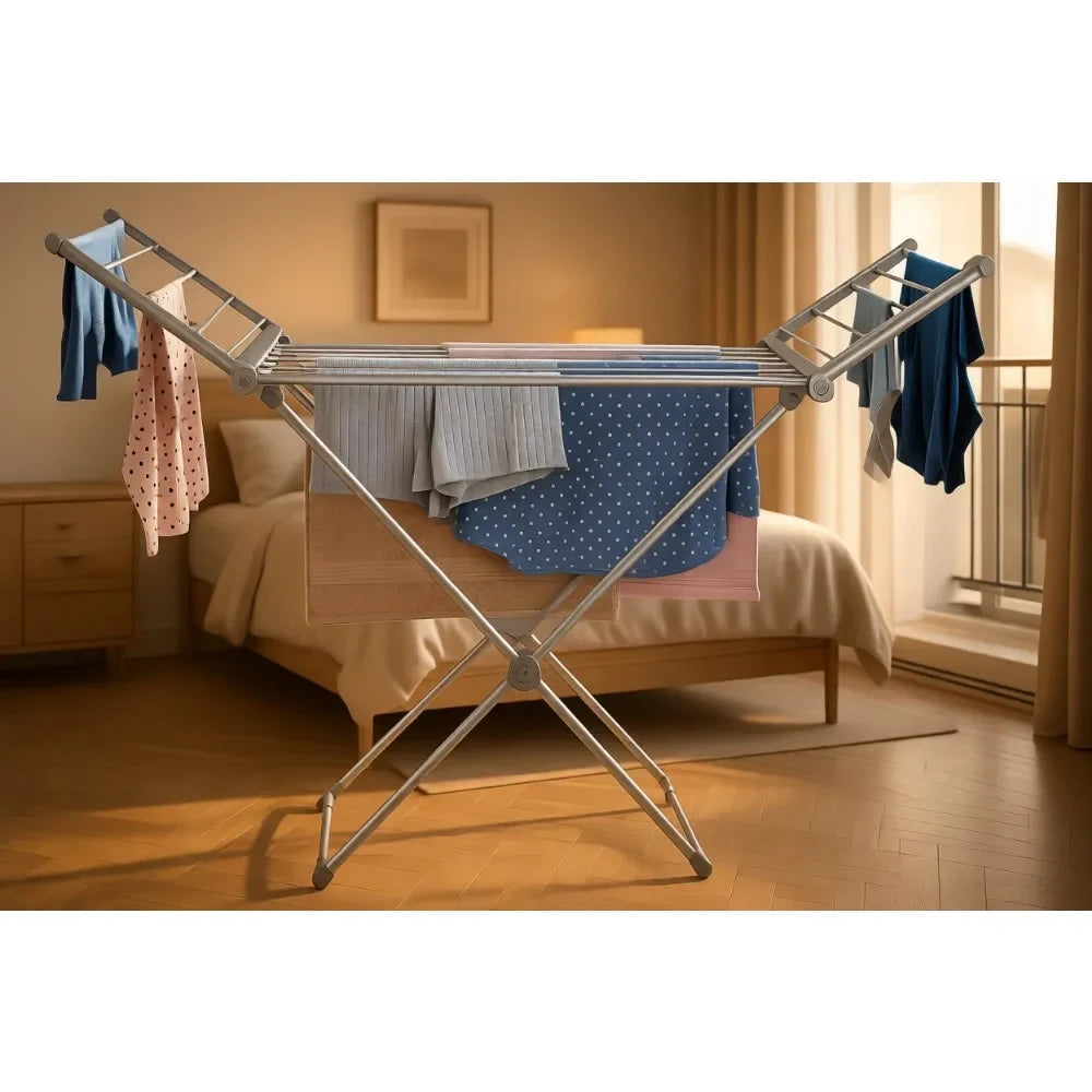 Clothes Drying Rack Foldable Electric Heated Aluminum Portable Collapsible Airer - Image 1