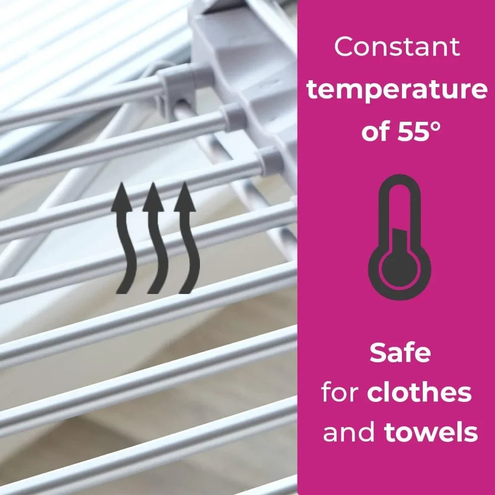 Clothes Drying Rack Foldable Electric Heated Aluminum Portable Collapsible Airer - Image 4