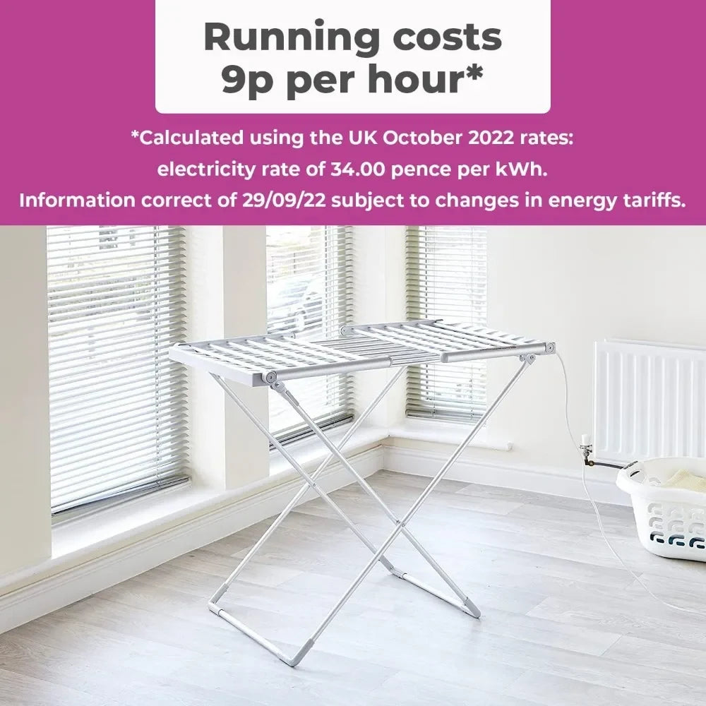 Clothes Drying Rack Foldable Electric Heated Aluminum Portable Collapsible Airer - Image 5
