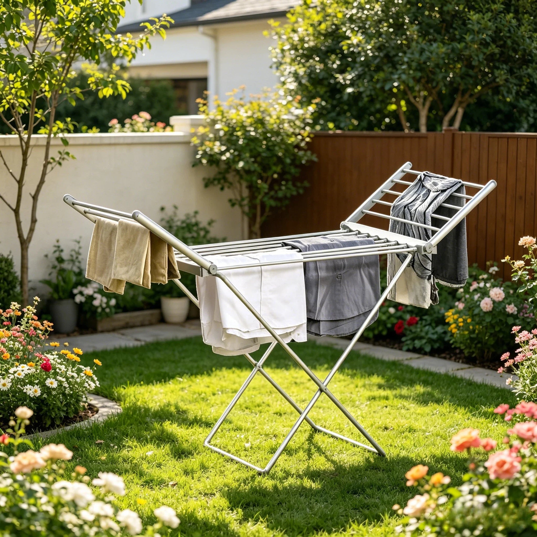 Clothes Drying Rack Foldable Heated Electric Aluminum Portable Indoor Airer - Image 1