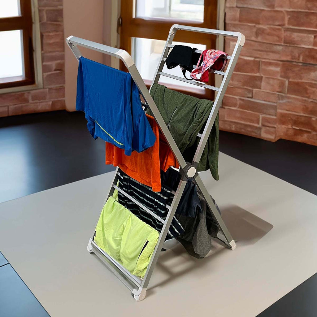 Clothes Drying Rack Folding Laundry Freestanding with Aluminum Frame and Flat Storage - Image 1