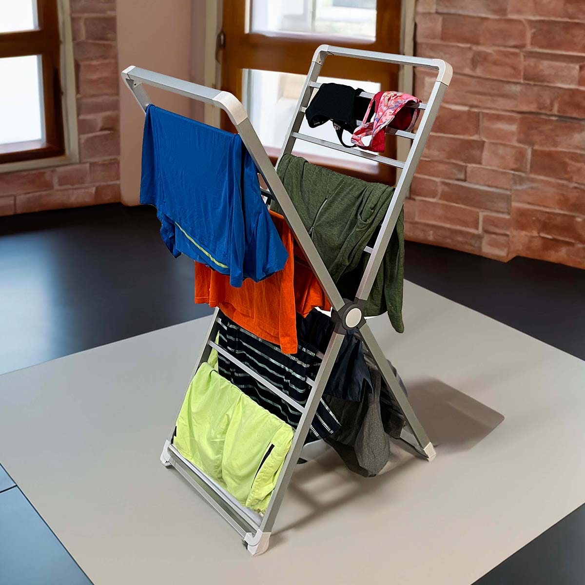 Clothes Drying Rack Folding Laundry Freestanding with Aluminum Frame and Flat Storage - Image 1