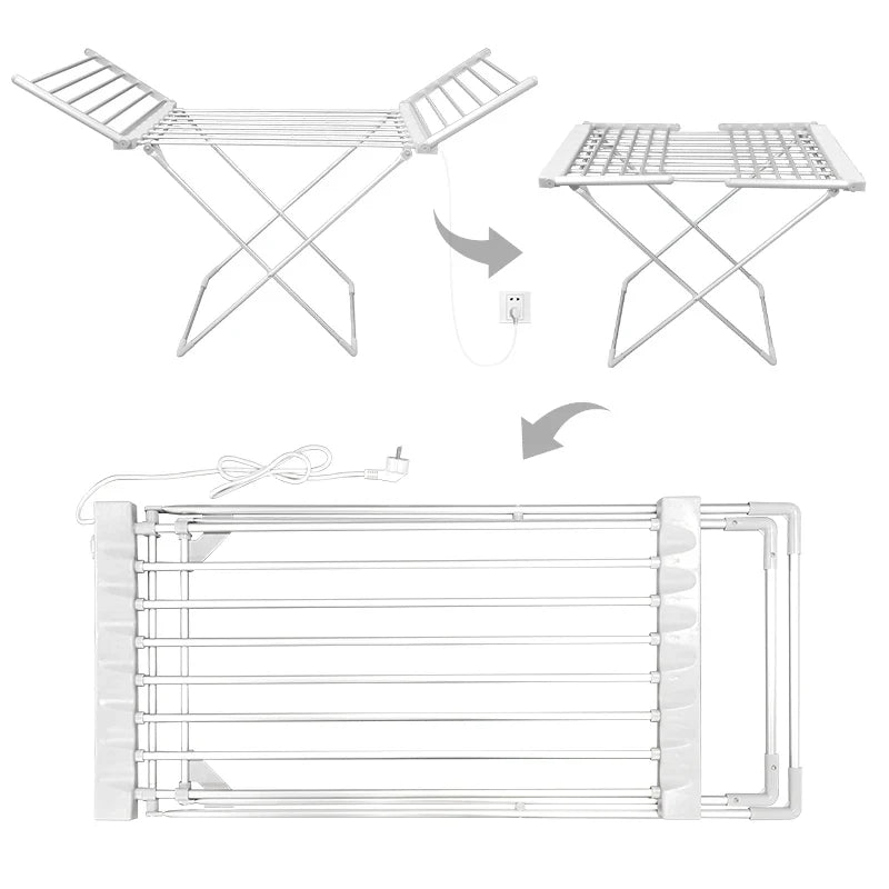 Clothes Drying Rack with Heated Electric Airer Foldable Energy Efficient Dryer Indoor - Image 5