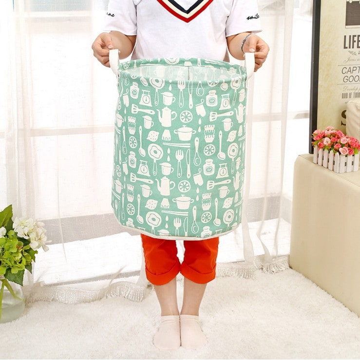 Collapsible Laundry Basket and Hamper with Handles Foldable Washing in Cotton Canvas - Image 10