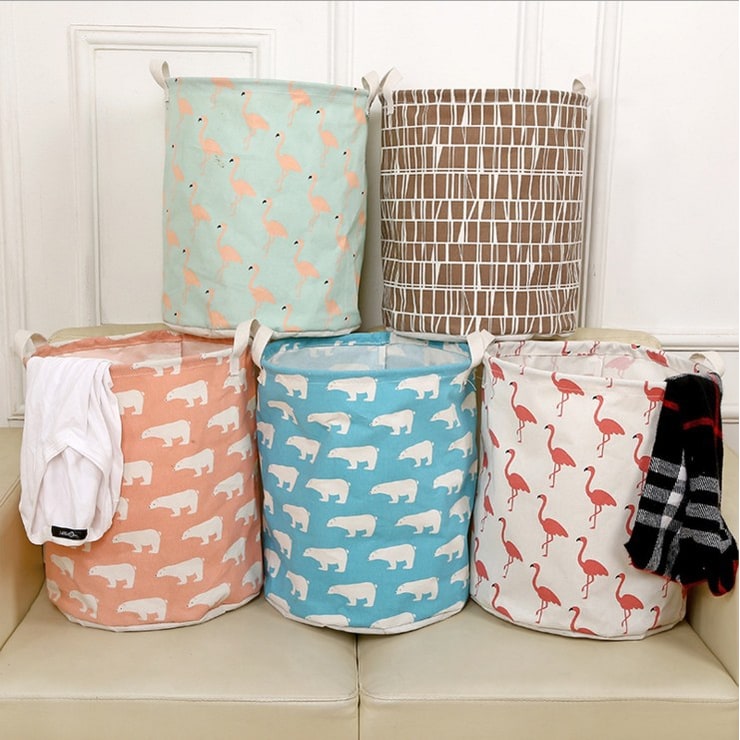 Collapsible Laundry Basket and Hamper with Handles Foldable Washing in Cotton Canvas - Image 11