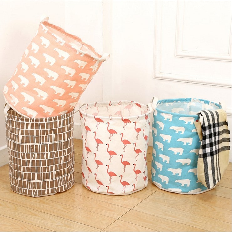 Collapsible Laundry Basket and Hamper with Handles Foldable Washing in Cotton Canvas - Image 2