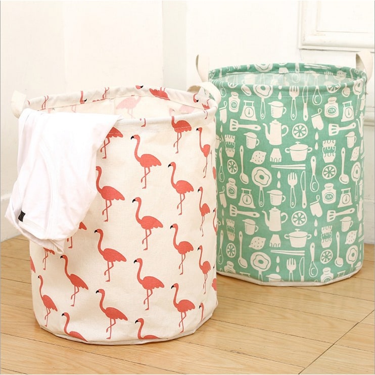 Collapsible Laundry Basket and Hamper with Handles Foldable Washing in Cotton Canvas - Image 3