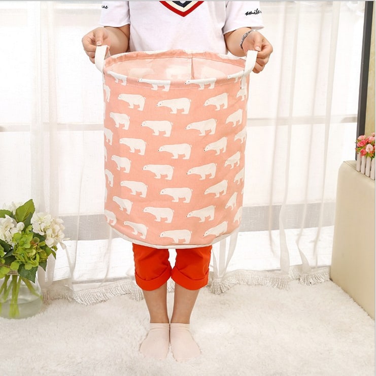 Collapsible Laundry Basket and Hamper with Handles Foldable Washing in Cotton Canvas - Image 4