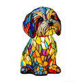 Colorful Dog Table Lamp Stained Glass Shaped LED Resin Mosaic - Image 1