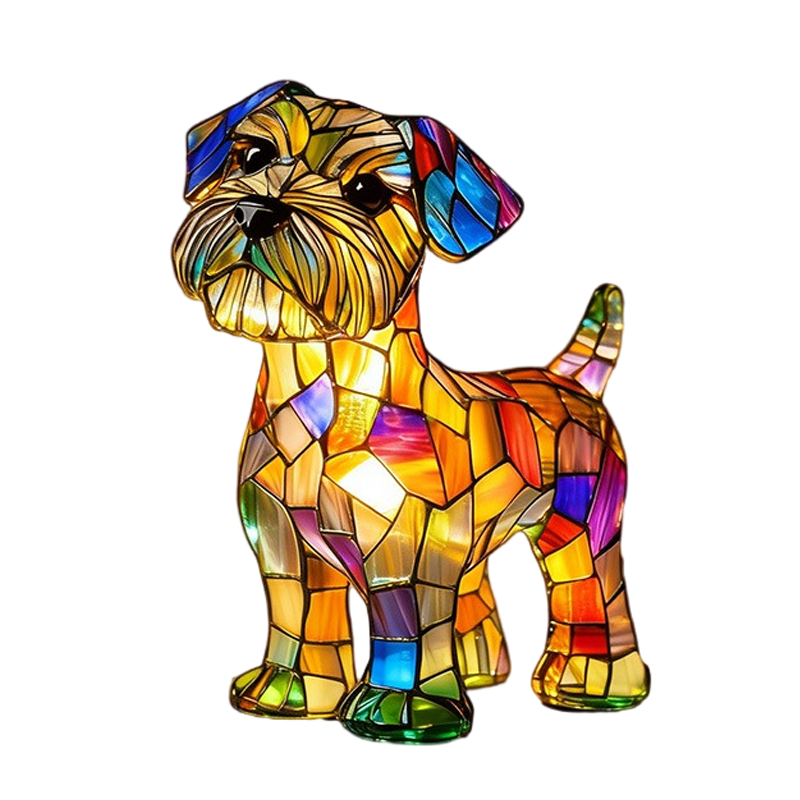 Colorful Dog Table Lamp Stained Glass Shaped LED Resin Mosaic - Image 3
