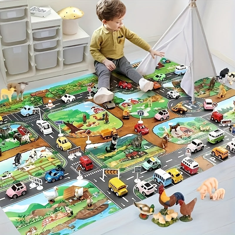 Vibrant Farm and Road Design Play Mat for Kids – Interactive Rug for Fun and Learning