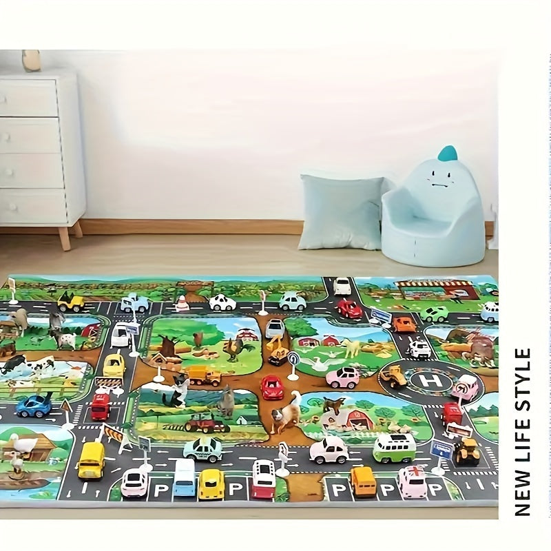 Vibrant Farm and Road Design Play Mat for Kids – Interactive Rug for Fun and Learning