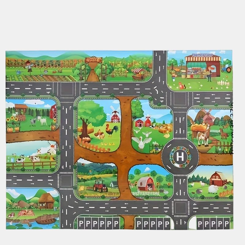 Vibrant Farm and Road Design Play Mat for Kids – Interactive Rug for Fun and Learning