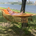 Cozy Outdoor Hammock with Wooden Supports – Perfect for Garden Relaxation