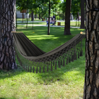 Cozy Outdoor Hammock with Wooden Supports – Perfect for Garden Relaxation