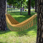 Cozy Outdoor Hammock with Wooden Supports – Perfect for Garden Relaxation