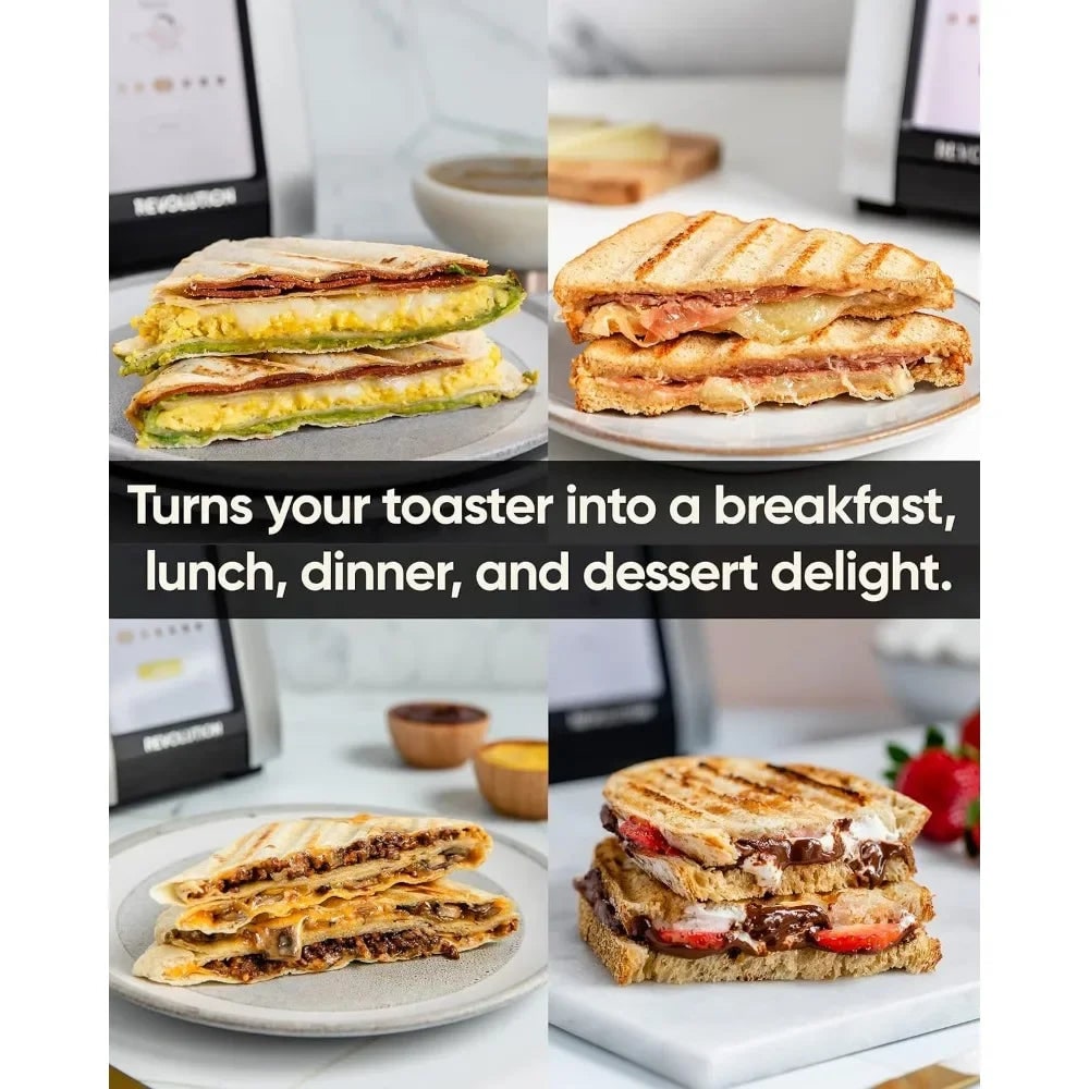 Compact Smart Toaster Warming Rack Digital Panini Press Touchscreen Metal Brushed - Image 4