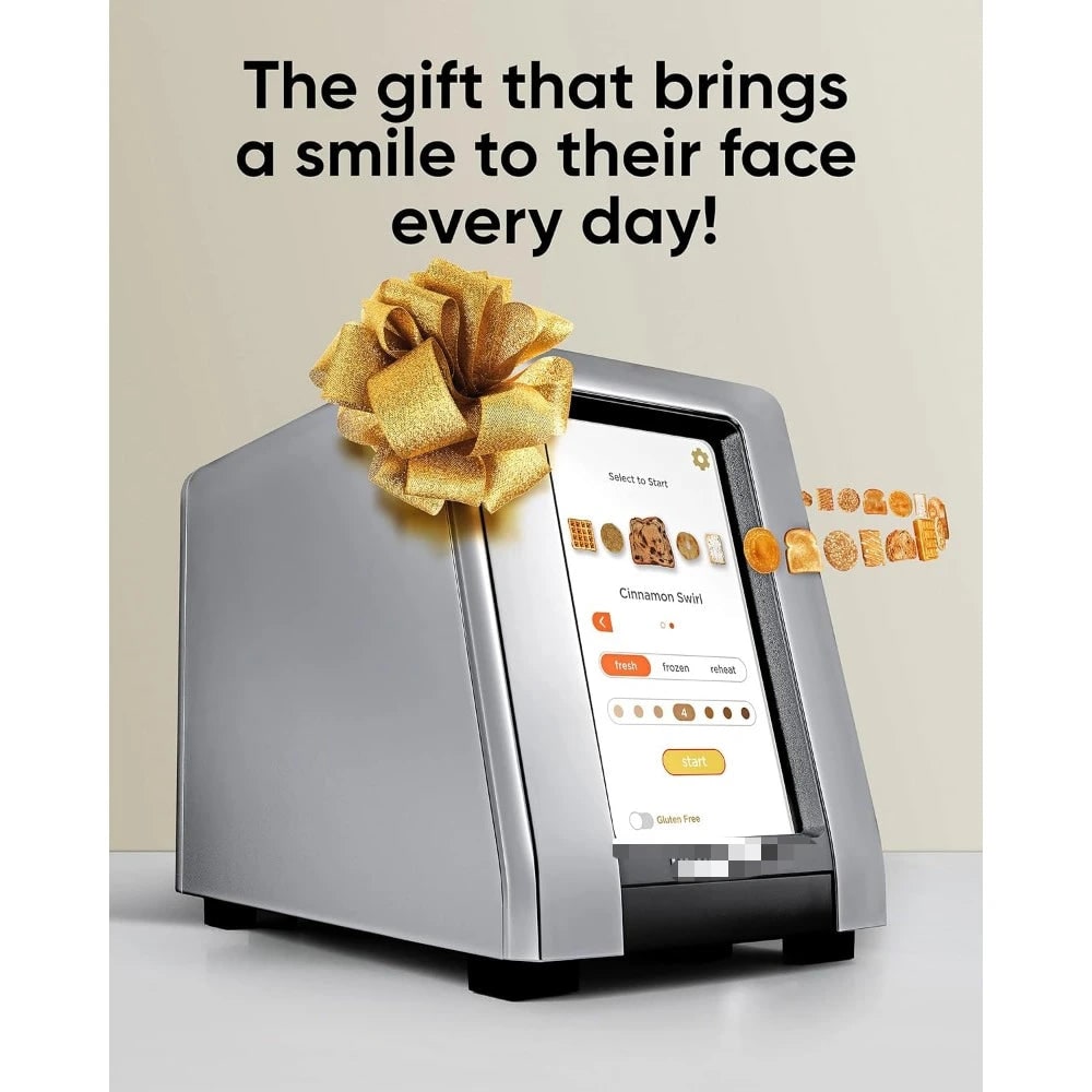 Compact Smart Toaster Warming Rack Digital Panini Press Touchscreen Metal Brushed - Image 5