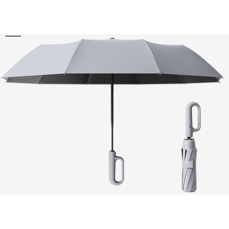 Compact Travel Umbrella Windproof Automatic Folding Portable Carabiner Clip Metal - Image 5