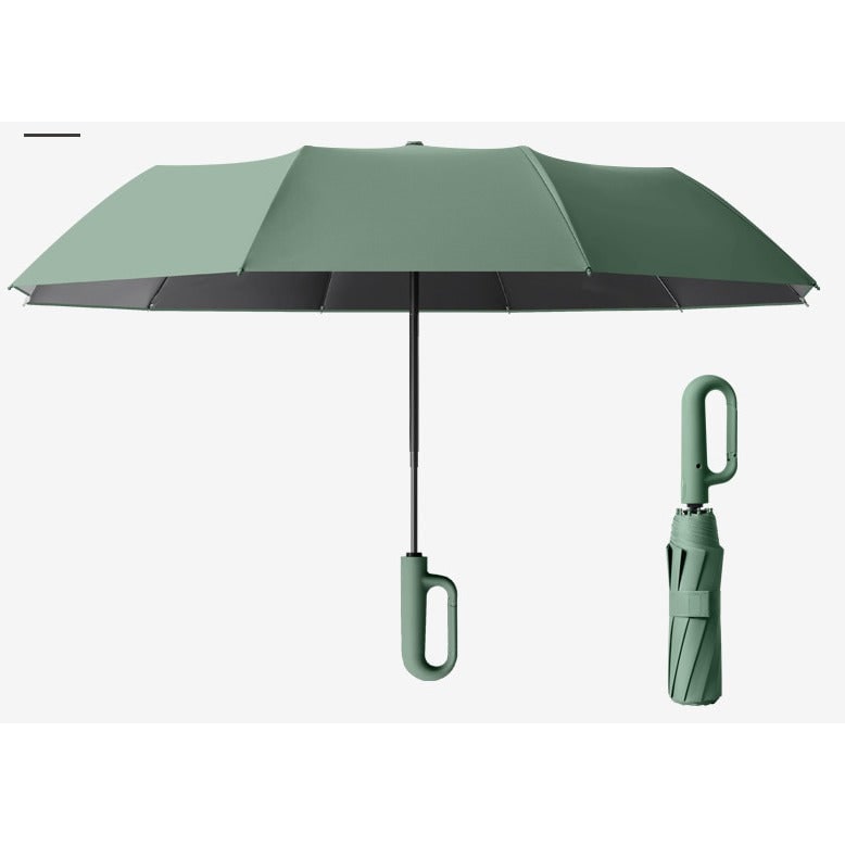 Compact Travel Umbrella Windproof Automatic Folding Portable Carabiner Clip Metal - Image 7