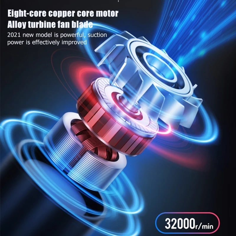 Cordless Handheld Car Vacuum Cleaner with Rechargeable Battery and Retractable Handle - Image 2