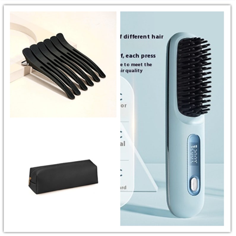 Cordless Portable Hair Straightener Brush with Heated Bristles USB Charging and Travel Pouch - Image 11
