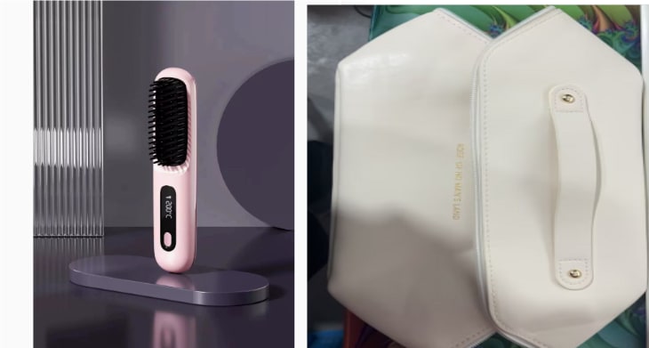 Cordless Portable Hair Straightener Brush with Heated Bristles USB Charging and Travel Pouch - Image 13