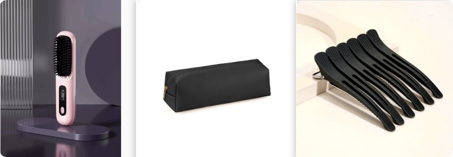Cordless Portable Hair Straightener Brush with Heated Bristles USB Charging and Travel Pouch - Image 2