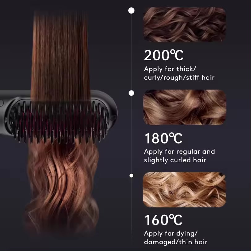 Cordless Portable Hair Straightener Brush with Heated Bristles USB Charging and Travel Pouch - Image 26