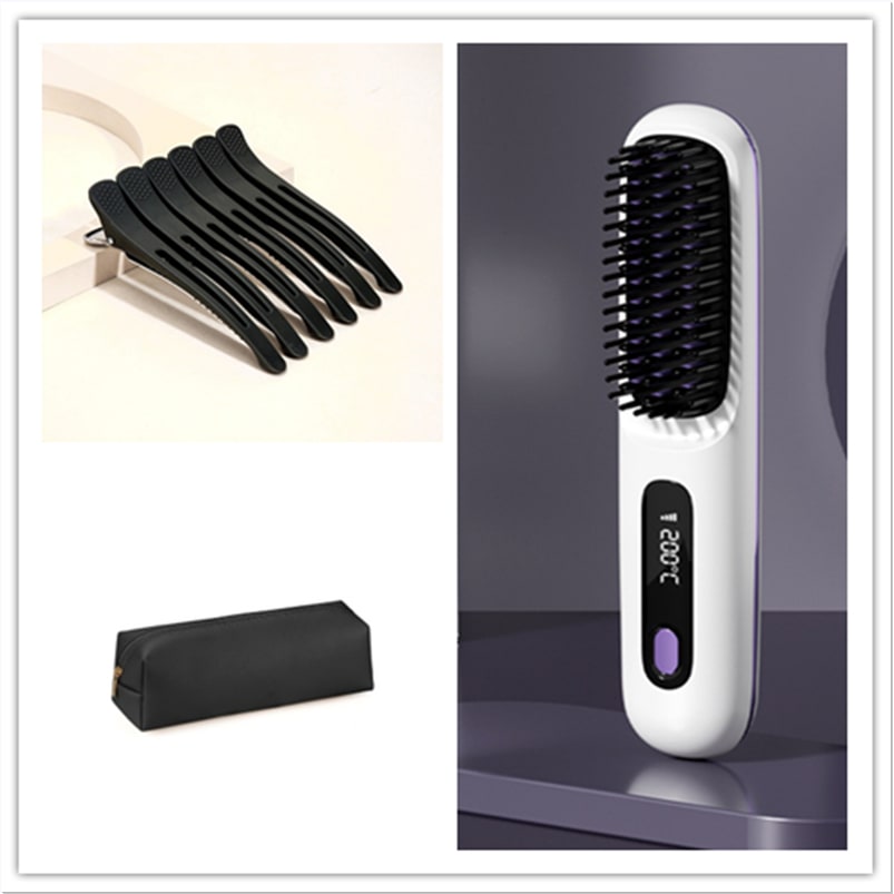 Cordless Portable Hair Straightener Brush with Heated Bristles USB Charging and Travel Pouch - Image 27