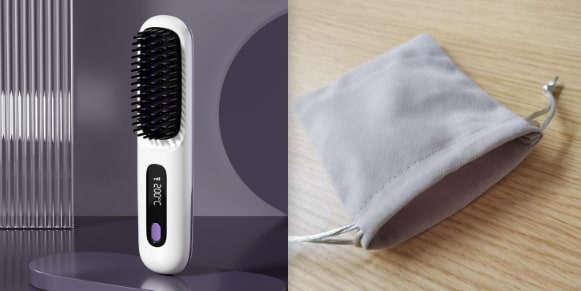 Cordless Portable Hair Straightener Brush with Heated Bristles USB Charging and Travel Pouch - Image 30