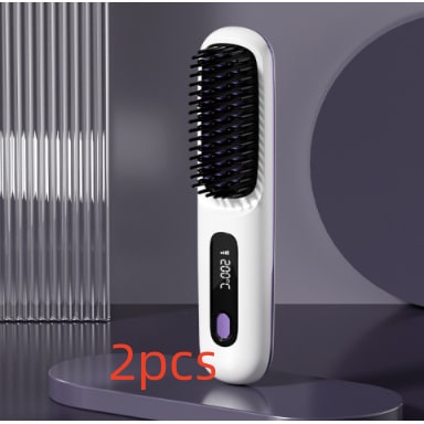 Cordless Portable Hair Straightener Brush with Heated Bristles USB Charging and Travel Pouch - Image 38