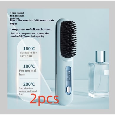 Cordless Portable Hair Straightener Brush with Heated Bristles USB Charging and Travel Pouch - Image 44