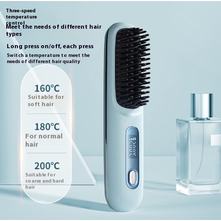 Cordless Portable Hair Straightener Brush with Heated Bristles USB Charging and Travel Pouch - Image 45